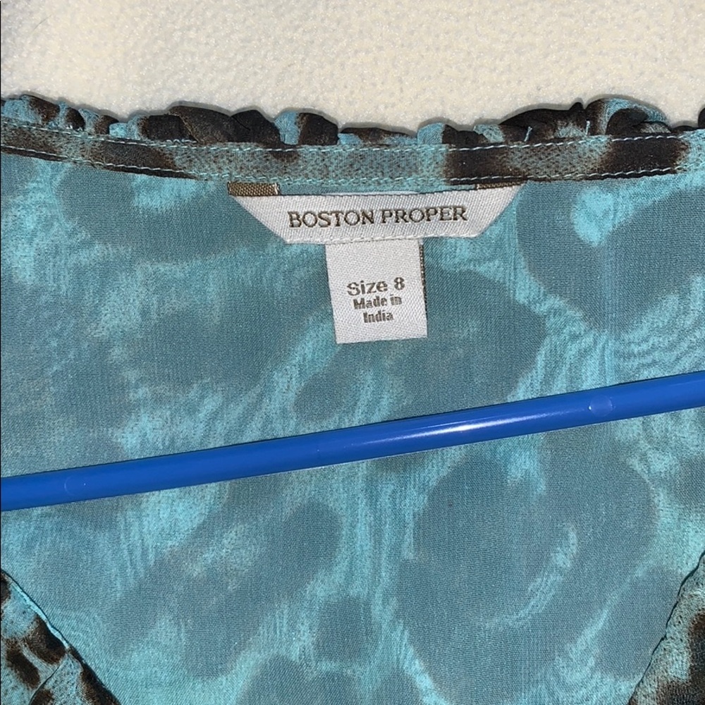 Boston Proper Blue Leopard Ruffle Tank - Picture 2 of 3